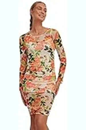 NA-KD Vestido de Malla Fruncida Informal, , XS para Mujer
