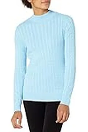 Amazon Jersey Trenzado Ligero de Manga Larga con Cuello Perkins y Corte Clásico Mujer, , XS