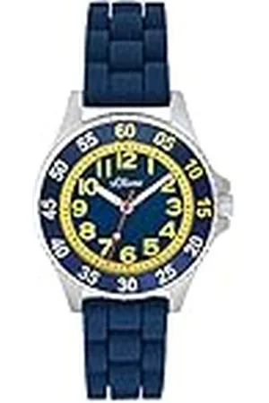 QS by s.Oliver Reloj de Pulsera Niños Reloj de Cuarzo Analógico, con Correa de Silicona, Azul, 3 bar Resistente al Agua, Viene en Caja de regalo
