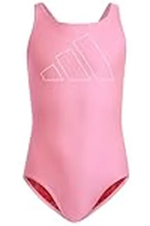 adidas Niñas Performance Big Bars Swimsuit Kids, Lucid Pink/White, 14-15 Years