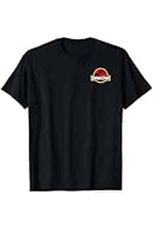 Jurassic Park Classic Red And Yellow Left Chest T-Rex Logo Camiseta