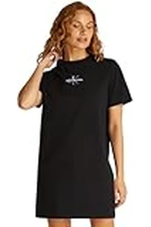 Calvin Klein Vestido tipo camiseta Mujer Gradient Monologo Tee corto, Negro (Ck Black), L