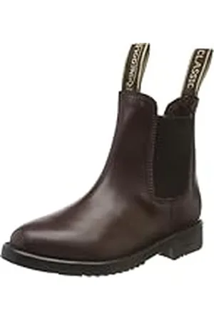 Rhinegold Botas Jodhpur de piel clásicas para niños y jóvenes, sin cremallera, fáciles de poner y quitar, laterales elásticos, botines ecuestres para niñas y niños ( , talla EU 35, UK 2), Brown