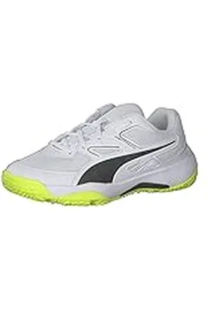 PUMA Solarflash Jr, Zapatillas de Gimnasia, Multicolor White Black-Yellow Alert, 32 EU