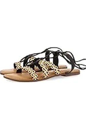 Gioseppo Sandalias Planas de Piel Negras Trenzadas con Cordones para Mujer Davao