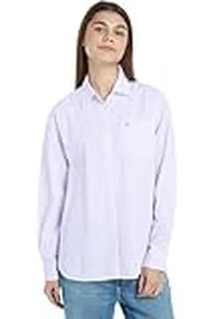 Tommy Hilfiger Blusa Mujer Stripe Linen Shirt Camisa, Violett (Morado), M