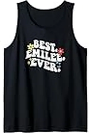 Personalized Name Mothers Day outfit For Women Retro Groovy Best EMILEE Ever First Name Día de la Madre Niña Camiseta sin Mangas