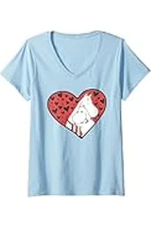 Moomin Mujer mamma y troll Love Heart Camiseta Cuello V