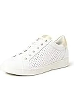 Geox D Jaysen B, Sneakers para Mujer, Multicolor (White/Gold), 42 EU