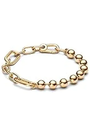 PANDORA ME Pulsera con cuentas y eslabones chapada en oro de 14 quilates, 2