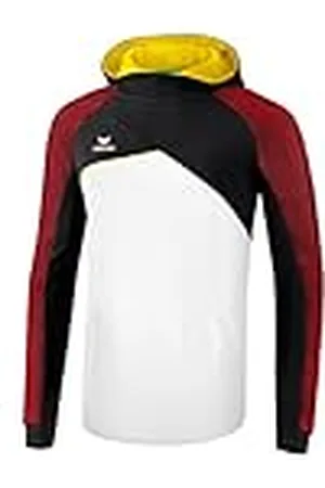 Erima Premium One 2.0 Sudadera con Capucha, Mujer, Blanco/Negro/Rojo/Amarillo, 40