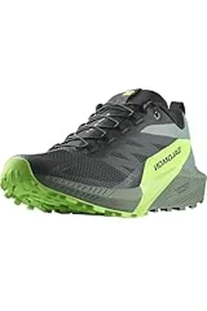 Salomon Sense Ride, Zapatillas de Trail Running Hombre, Sense Ride 5 Black/Laurel Wreath/Green Gecko, 44 2/3 EU