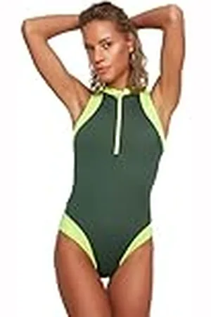 Trendyol Traje de baño de Punto con Cremallera Lisa para Mujer Bañadores, , 38