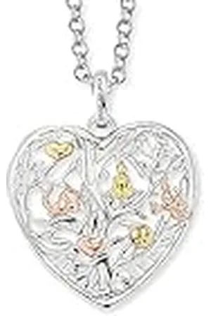 Engelsrufer Collar con colgante de árbol de la vida en forma de corazón, para mujer, tricolor, rodiado, chapado en oro amarillo, de ley 925, longitud 50 cm