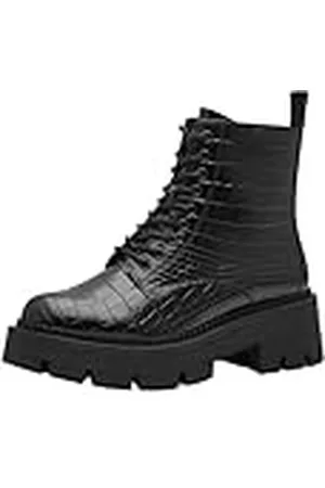 Tamaris Botines de Tacón para Mujer Veganos, Negro en Patrón Cocodrilo, 39 EU