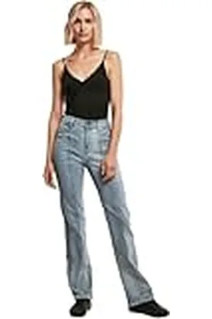 Urban classics Pantalones de Mezclilla de Cintura Alta y Abertura Recta para Mujer, , 60