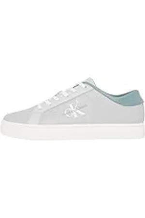 Calvin Klein Sneaker con suela cupsole Hombre de piel, Multicolor (Oyster Mushroom/Lead), 40