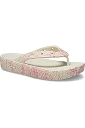 Crocs Mujer Classic Platform Flip W Chancla de dedo, Bone/Multi, 38/39 EU