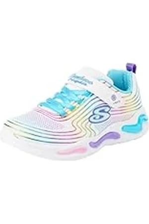 Skechers Niñas, Zapatillas, Blanco/Multicolor, 34 EU