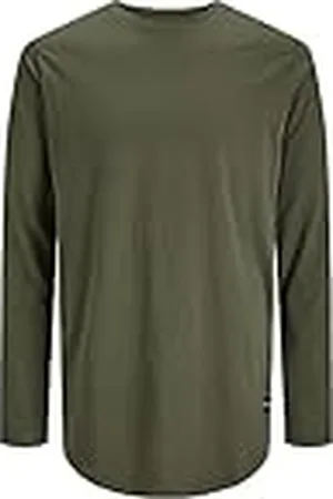 JACK & JONES Jjenoa Té ONeck LS Camiseta de Manga Larga, Forest Night, S para Hombre