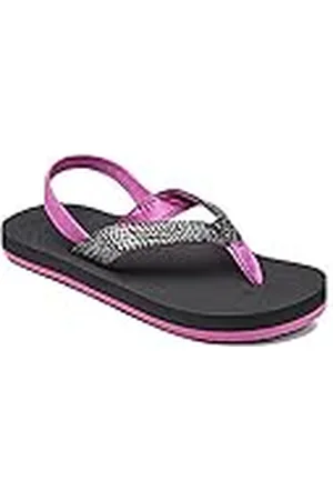 Reef Little Cushion Sassy, Sandalias con Correa de Tobillo Niñas, Multicolor (Black/Orchid), 31/32 EU
