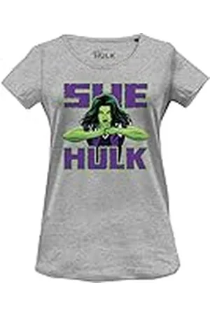 Marvel Woshehuts005 Camiseta, Gris Melange, L para Mujer