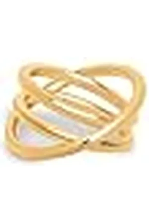 SINGULARU Anillo Trinity. Latón Macizo con Acabado Baño en de 18 Kt. Joyas para Mujer. Talla 16