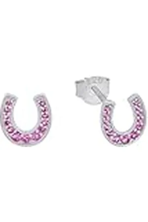 QS by s.Oliver Pendientes de plata esterlina 925 joyería del oído de los niños de la muchacha, con zirconia cúbico synth., 0,8 cm, plata, herradura, Viene en caja de regalo de joyería