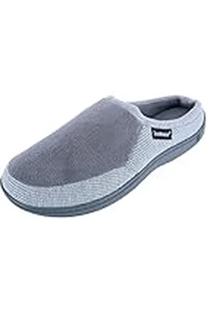 Isotoner Capucha para hombre Microterry y Waffle Travis Slip-on con zapatilla de espuma viscoelástica, Ash, 12/13 UK, , 45/46 EU