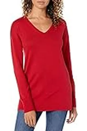 Amazon Jersey Tipo Túnica Ligero de Manga Larga y Cuello en Pico (Disponible en Tallas Grandes) Mujer, , L