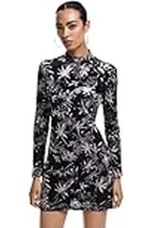 Desigual Vestido hojas cuello kimono
