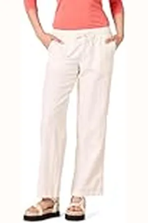 Amazon Pantalón de Pierna Ancha con Cordón Ajustable en Mezcla de Lino (Disponible en Tallas Grandes) Mujer, , S