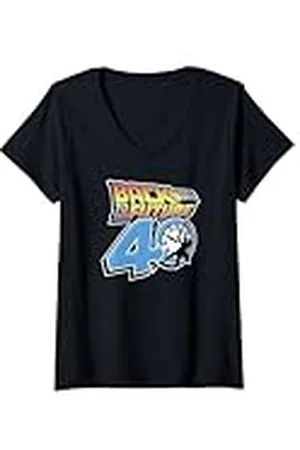 Back To The Future Mujer 40th Anniversary Clock Tower Logo Camiseta Cuello V