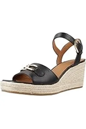 Geox D Panarea C, Sandalia de cuña Mujer, Black, 36 EU