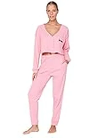 Trendyol Damen 2er-Pack Gerade Kurzarm Lounge/Zuhause Entspannt Pyjama-Set Conjunto de Pijama, , L De Las Mujeres