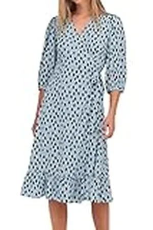 ONLY Onlmarina Vestido Midi Cruzado 3/4 Wvn, Niebla Azul, M para Mujer