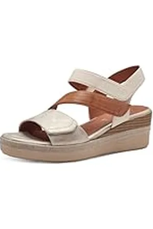 Jana Softline 8-28364-42 499 Gold Wedge Plateau Sandale Komfortable Mehrweite Alltagsschuh Festlich Elegant, Sandalias con cuña Mujer, , 40 EU Ancho