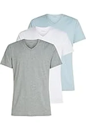 Calvin Klein Camisetas de manga corta Hombre Pack de 3 con cuello de pico, Multicolor (White, Grey Heather, Sterling Blue), M