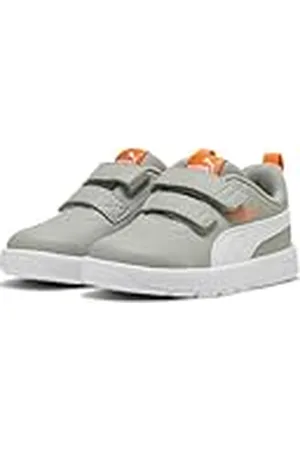 PUMA COURTFLEX V3 V INF, Zapatillas Unisex bebé, Smokey Gray White-Orange GLO, 20 EU