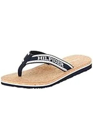 Tommy Hilfiger Chanclas Mujer Hilfiger Cork Beach Sandal Sandalias de dedo, Blau (Azul), 36