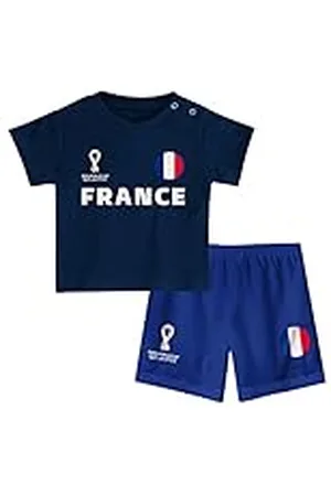 FIFA Unisex Kinder Official World Cup 2022 Tee & Short Set, Toddlers, France, Alternate Colours, Age 4, Blue, Large