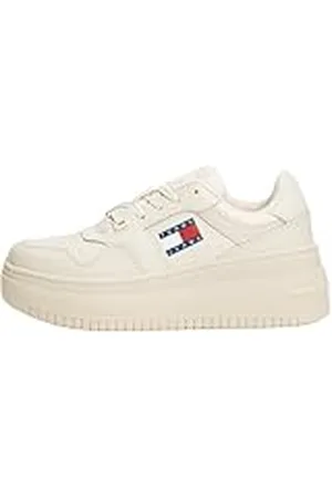 Tommy Hilfiger New TJW Retro Basket Sneaker FL EN0EN02506, Zapatillas Deportivas Mujer, Beige (Newsprint), 36 EU