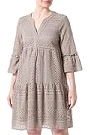 VERO MODA Vmhoney Wvn-Túnica de Encaje con Cuello en V, 3/4 Vestido Midi, , L para Mujer