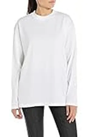 Replay Camisa de mujer de manga larga confeccionada en algodón, blanco (White 001), M
