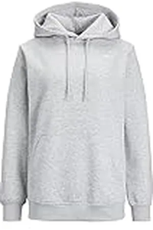 JJXX Jxabbie RLX LS Every Hood Swt Noos Sudadera con Capucha, Gris Claro Jaspeado/Estampado: Logotipo Blanco, XS para Mujer