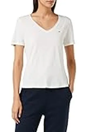 Tommy Hilfiger Tjw Slim Jersey V Neck Camiseta, (White), L para Mujer