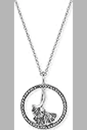 Engelsrufer Collar con colgante de ginkgo de plata de ley y marcasita en color plateado y negro, longitud: 42 cm + 4 cm + 4 cm, ERN-GINKGO-MA, 42cm, Plata esterlina, Circonia cúbica