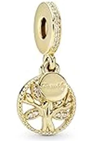 PANDORA Icons Colgante con diseño de árbol genealógico chapado en oro de 14 quilates con circonitas cúbicas transparentes