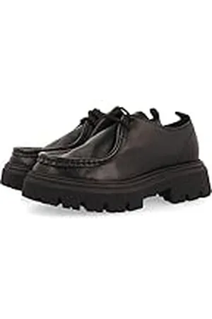 Gioseppo Mocasines negros de piel estilo wallabee para niña y niño thaya