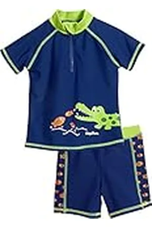 Playshoes UV-Schutz Bade-Set Krokodil Bañador, Azul (Marine 11), 122/128 Unisex niños